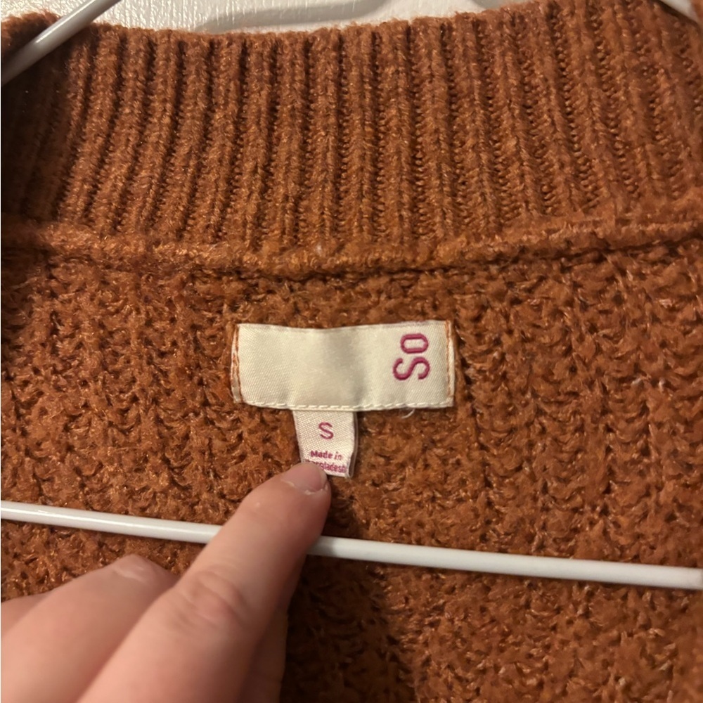 SO Women's Rust Baggy Cardigan Cottage Core Girly Sweater - Picture 2 of 3